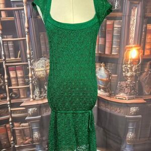 BCBGirls Lace Overlay Green Dress Size L –‎ Fits Women's Small/S